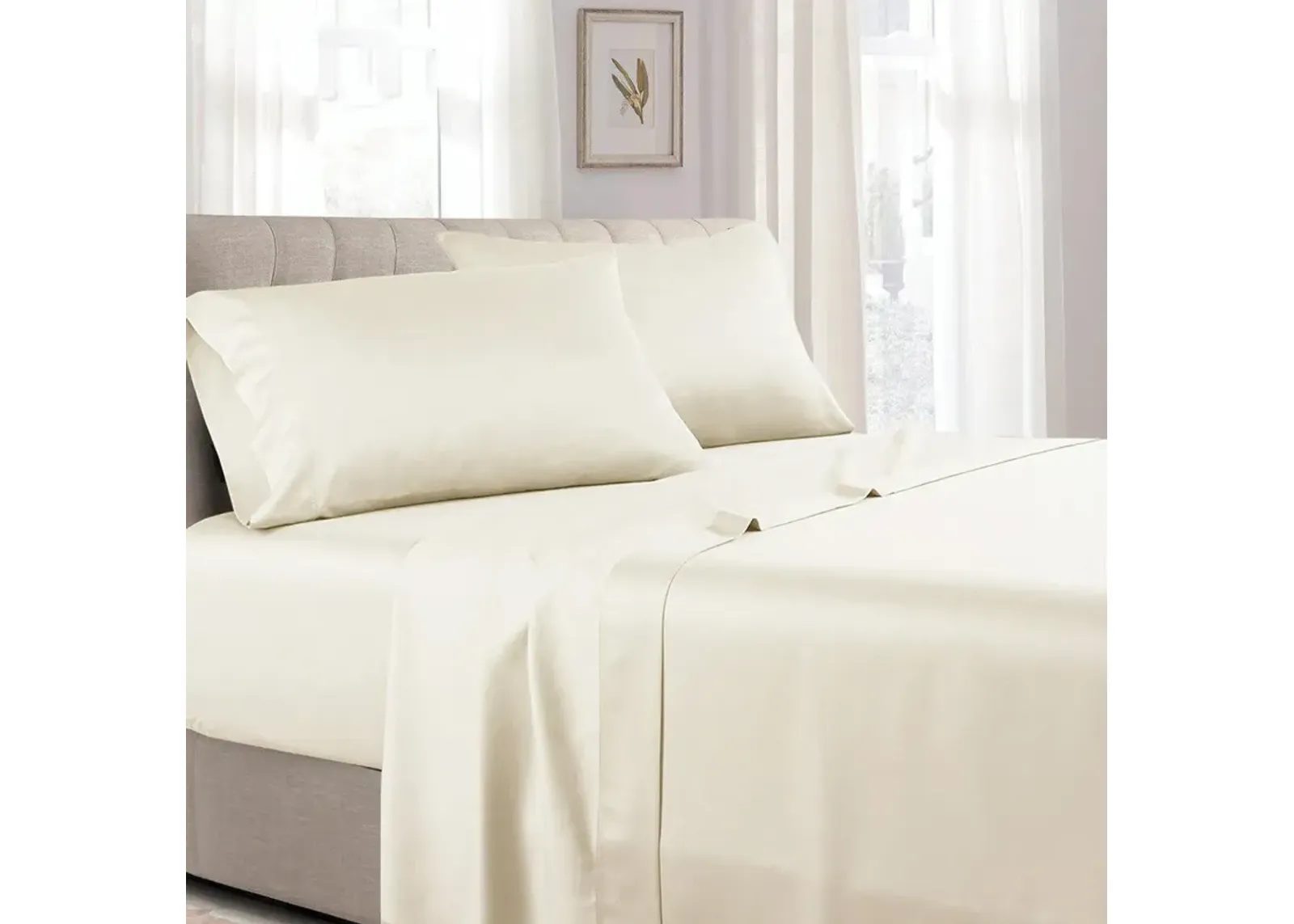 Egyptian Linens - Low Profile (7-10 inches) Soft Cotton Sateen Sheet Set - Made in USA