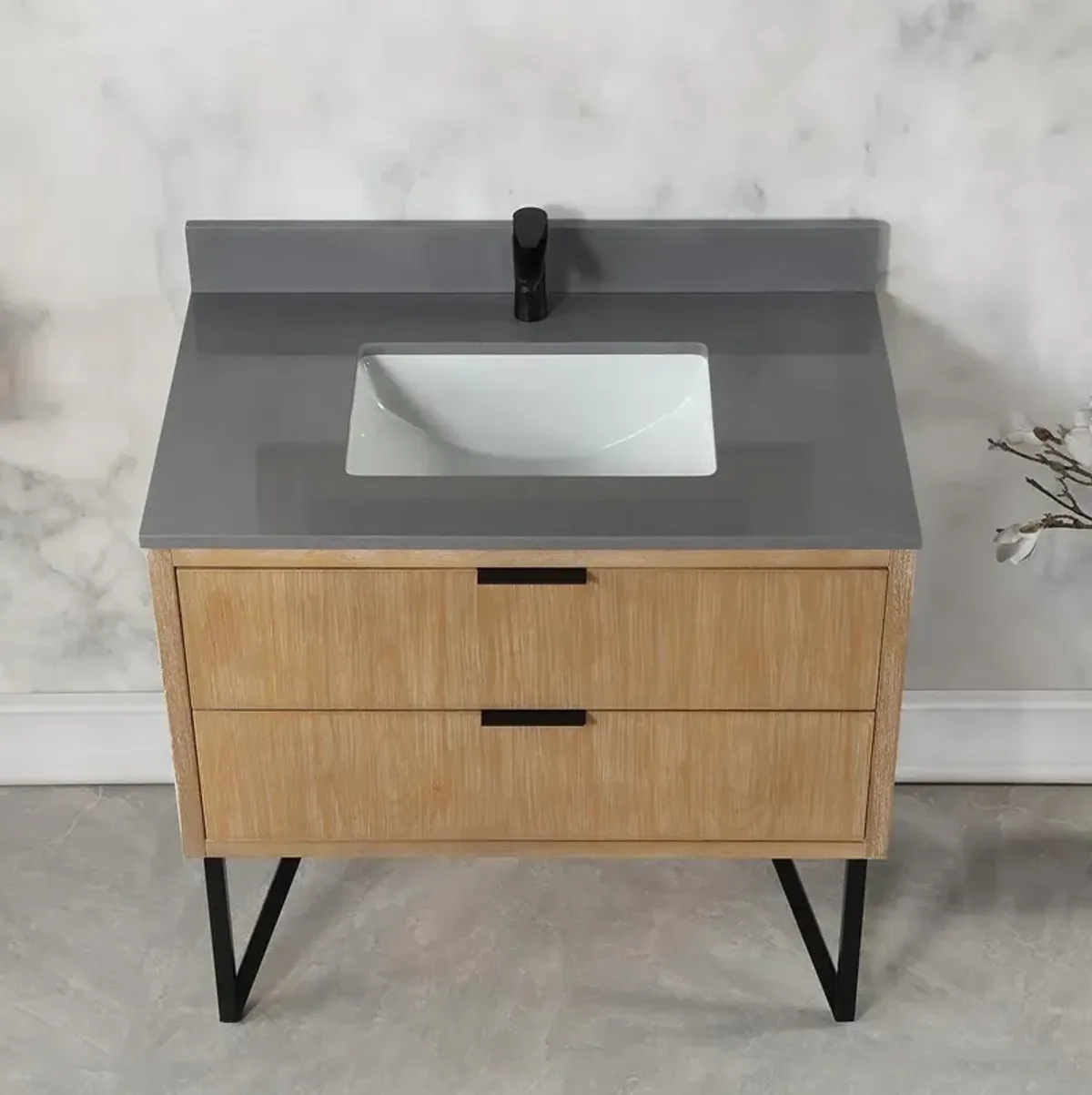 Altair 36 Single Bathroom Vanity in Weathered Pine without Mirror