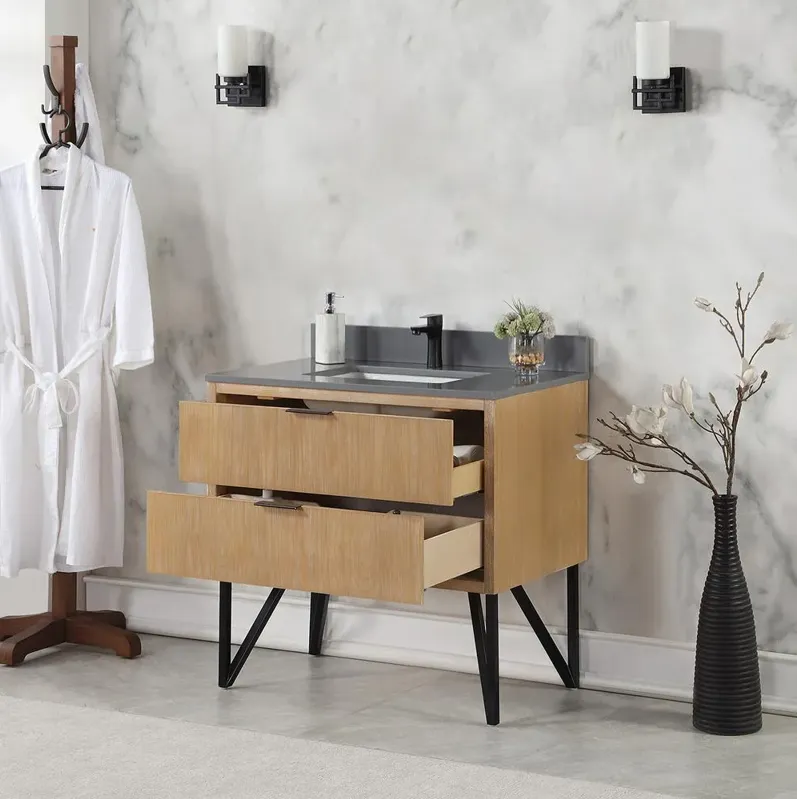 Altair 36 Single Bathroom Vanity in Weathered Pine without Mirror