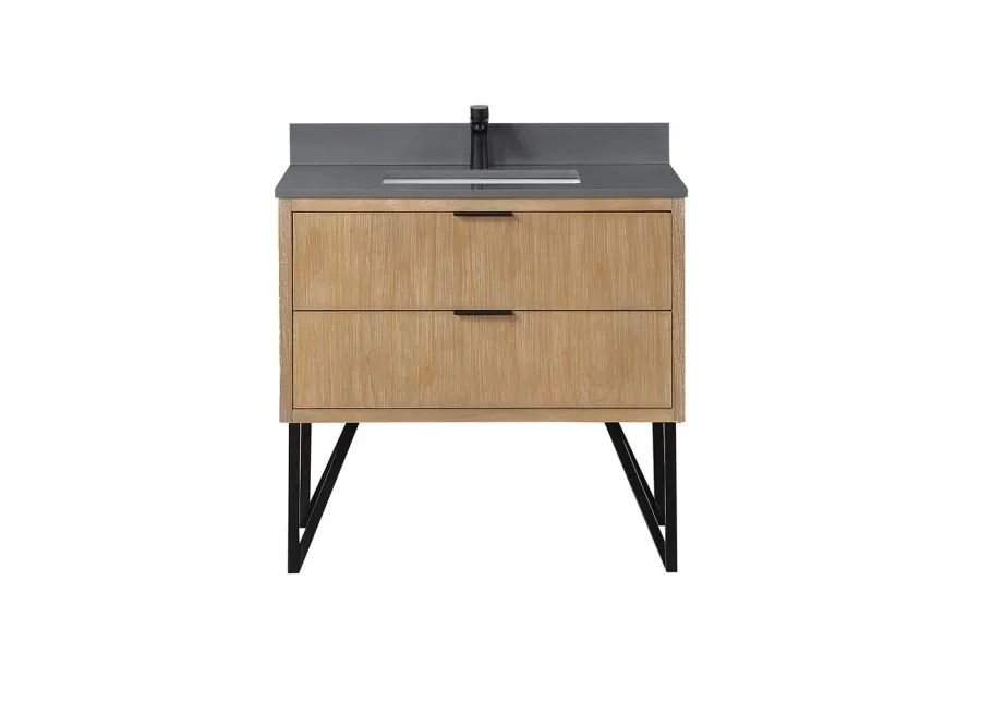 Altair 36 Single Bathroom Vanity in Weathered Pine without Mirror