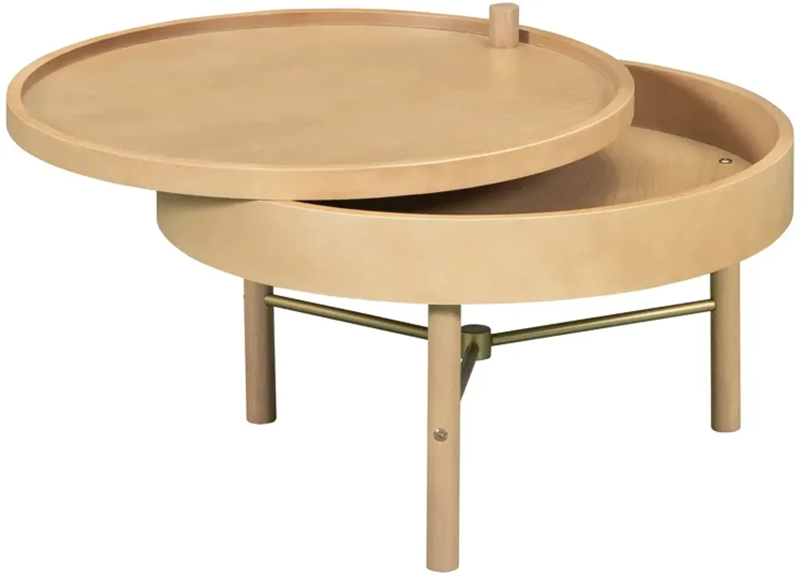 Merax Modern Round Wood Rotating Tray Coffee Table