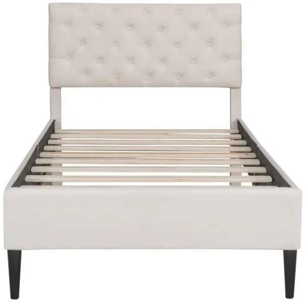 Upholstered Linen Platform Bed, Twin Size
