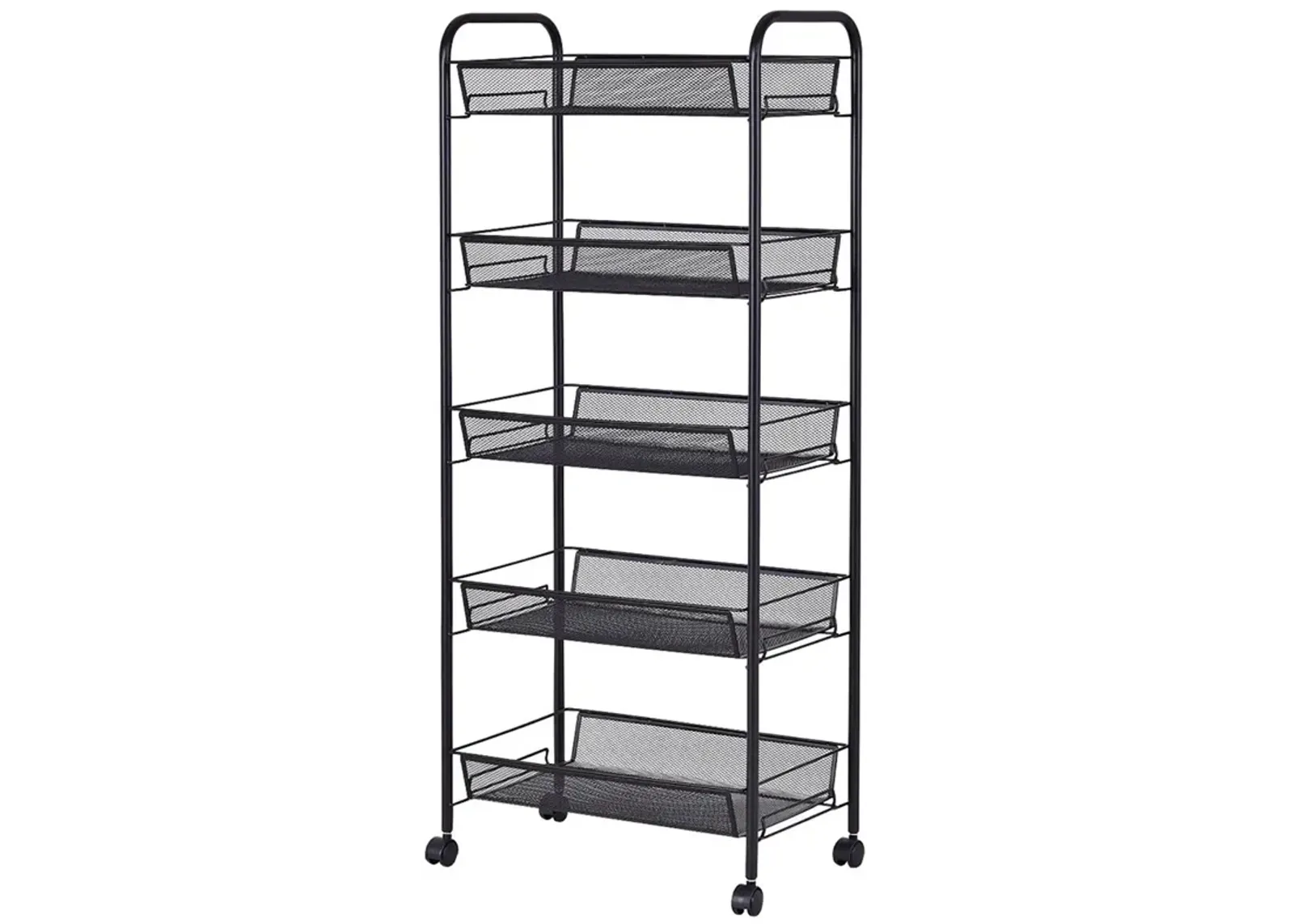 5 Tier Storage Rack Trolley Cart-Black