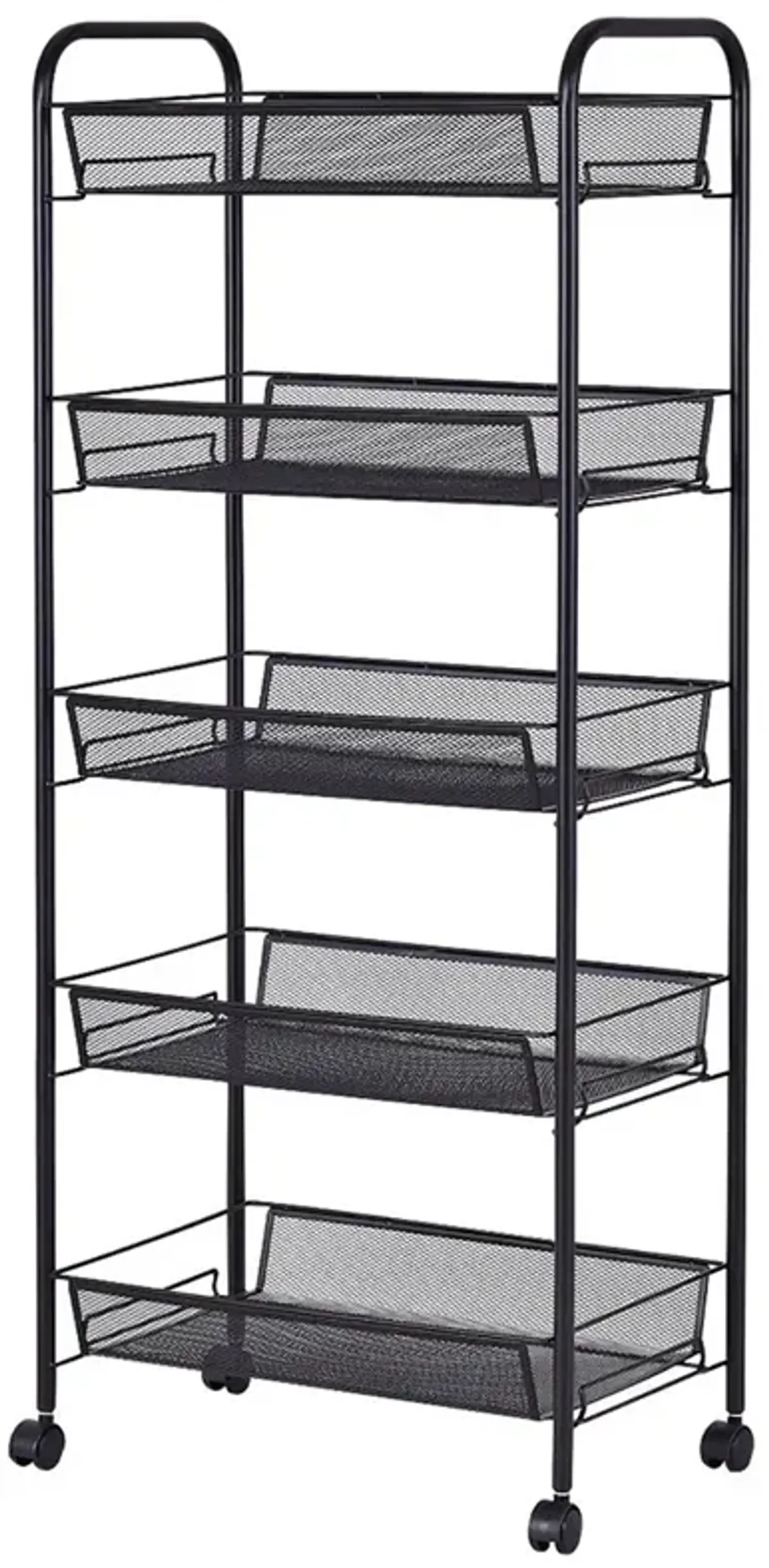 5 Tier Storage Rack Trolley Cart-Black