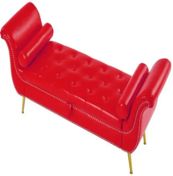 PU Leather Upholstered Storage Ottoman Bench with Flip Top and Metal Feet