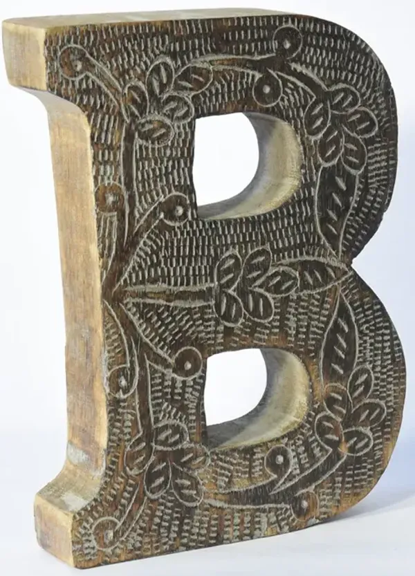 Vintage Gray Handmade Eco-Friendly "B" Alphabet Letter Block For Wall Mount & Table Top D�cor