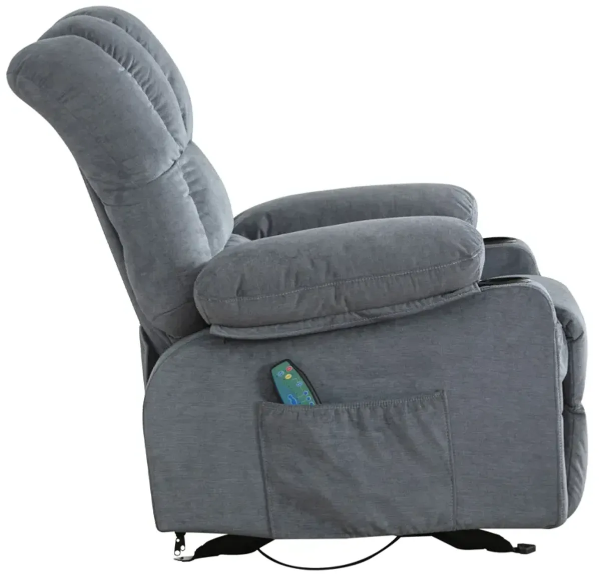 Recliner Chair Massage Heating sofa with USB and side pocket, 2 Cup Holders (Blue)