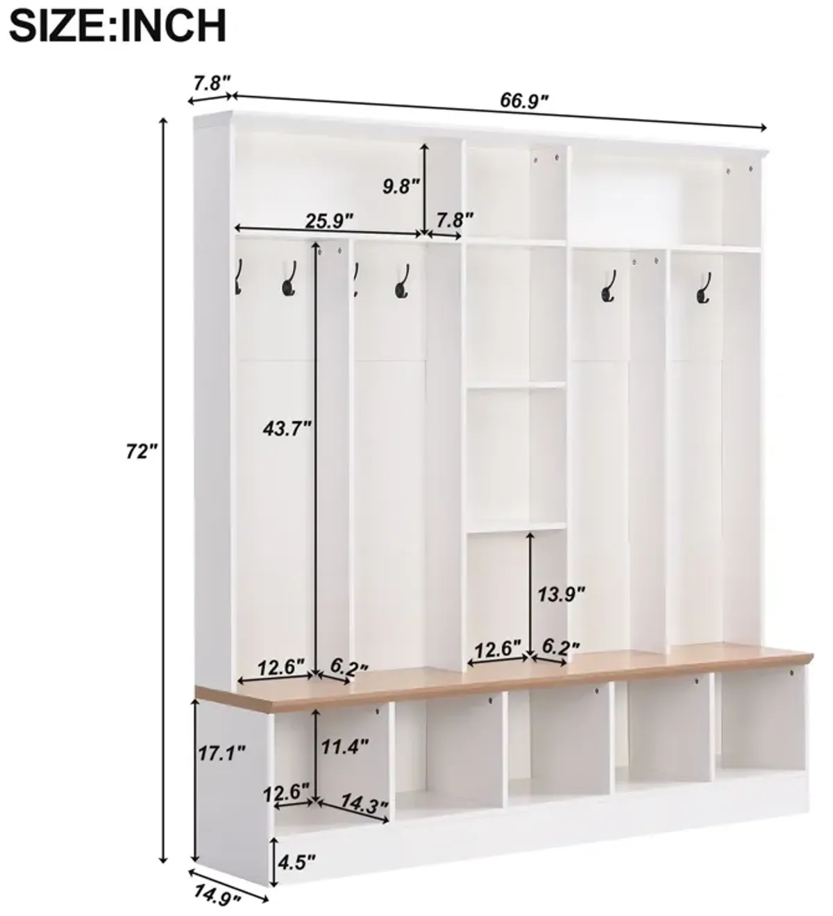 Merax Wide Design Hall Tree with Storage Bench for Entryways