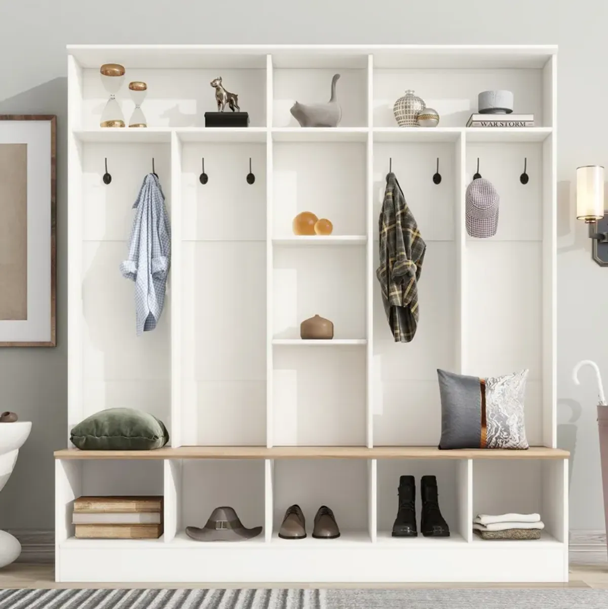 Merax Wide Design Hall Tree with Storage Bench for Entryways