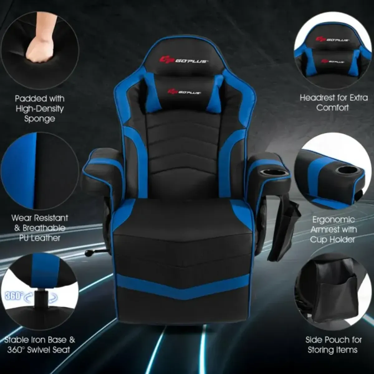 Hivvago Ergonomic High Back Massage Gaming Chair with Pillow