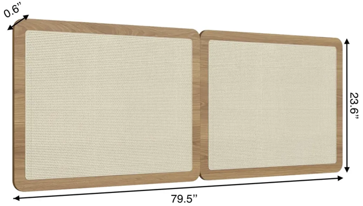 Boho 79.5" Rattan Wall Mount Headboard  2 Panel for King Bed