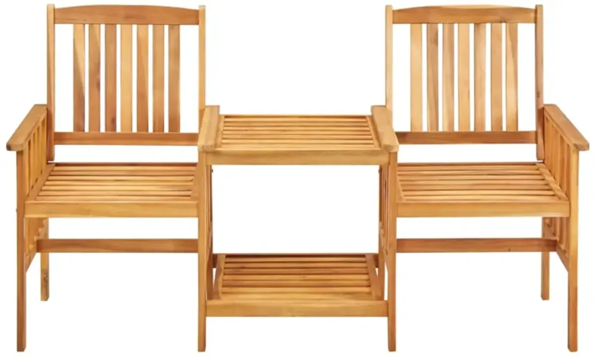 vidaXL Garden Chairs with Tea Table 62.5"x24"x36.2" Solid Acacia Wood