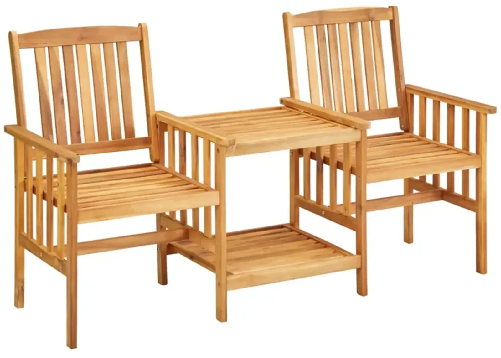 vidaXL Garden Chairs with Tea Table 62.5"x24"x36.2" Solid Acacia Wood