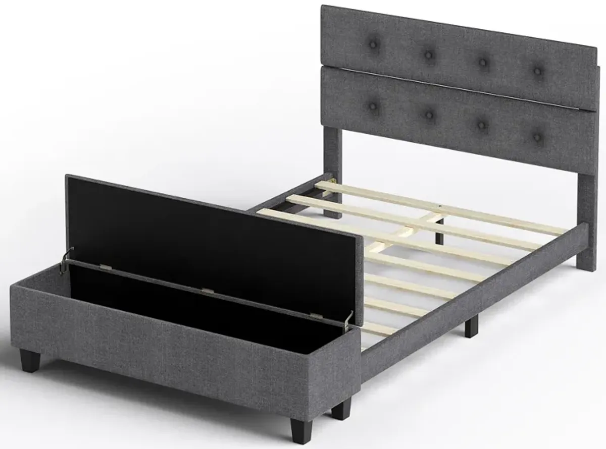 Upholstered Bed Frame with Ottoman Storage