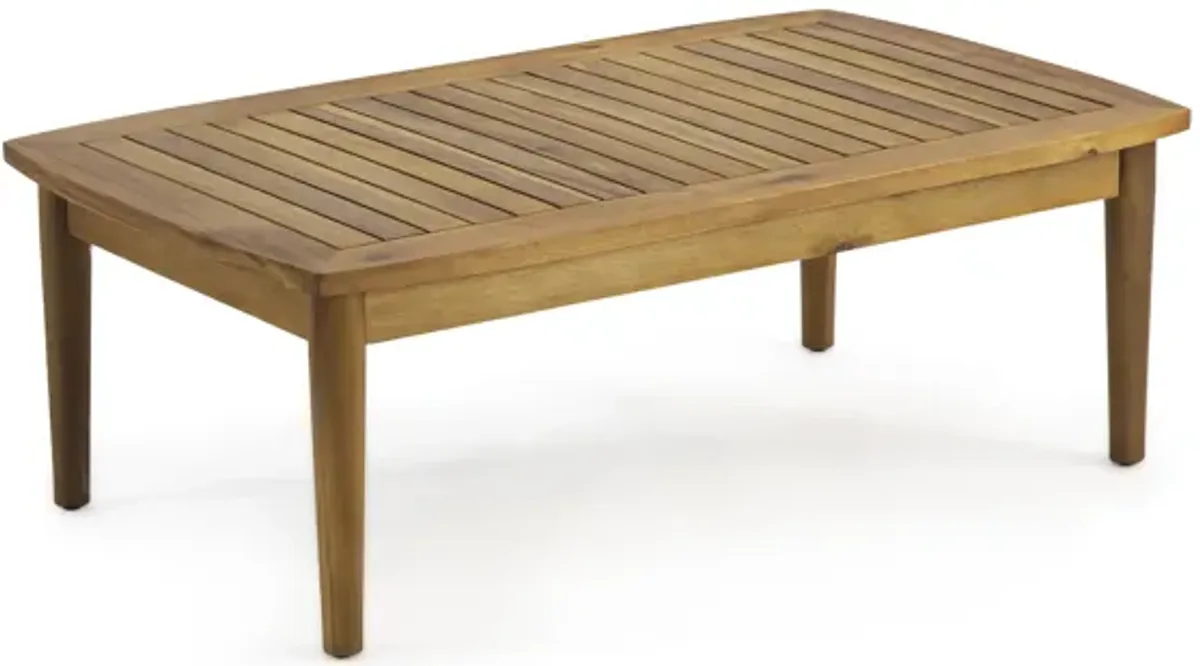 Merax Outdoor Patio Wood Loveseat with Coffee Table Set