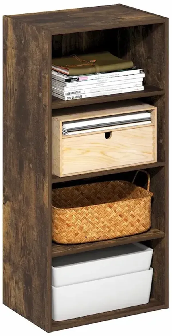 Basic 4-Tier Open Shelf Bookcase, Bookshelf, Storage Organizer, 11 x 17 x 35