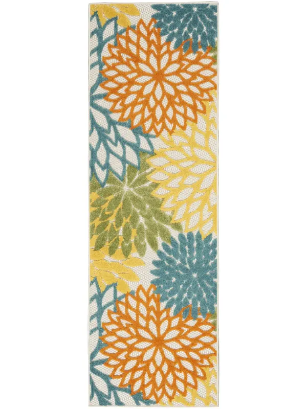Aloha ALH05 Turquoise/Multicolor 2'3" x 12' Rug