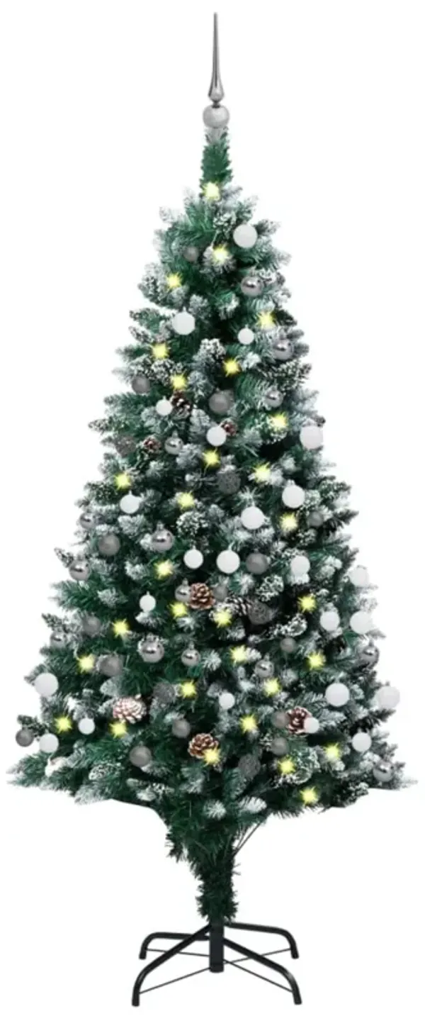 vidaXL Artificial Christmas Tree with LEDs&Ball Set&Pine Cones 70.9"
