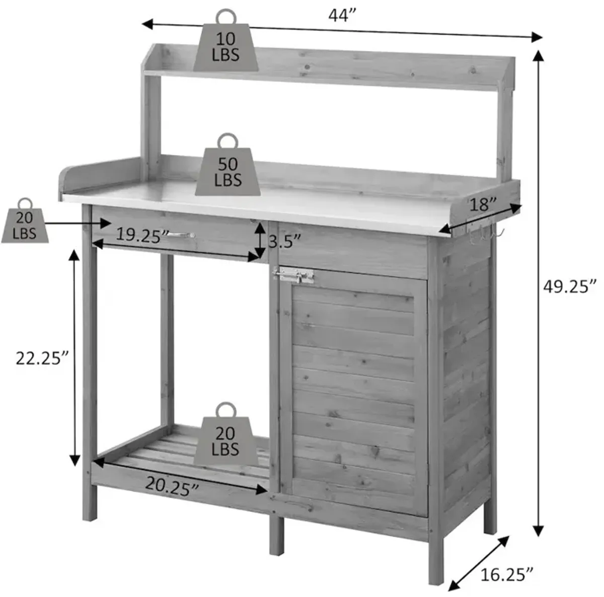 Convience Concept, Inc. Deluxe 1 Drawer Potting Bench with Storage Cabinet and Shelves