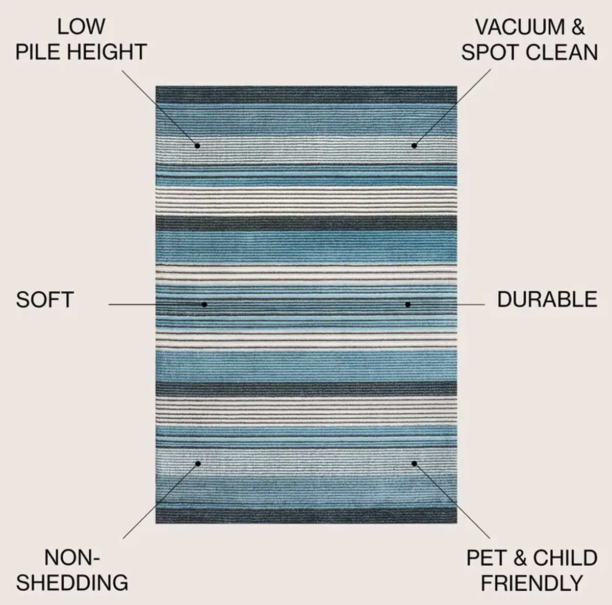 Duxbury Gradient Ticking Striped Area Rug