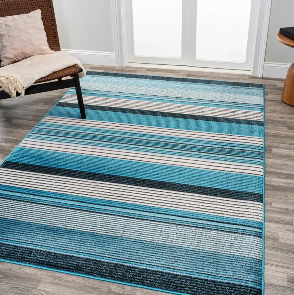 Duxbury Gradient Ticking Striped Area Rug