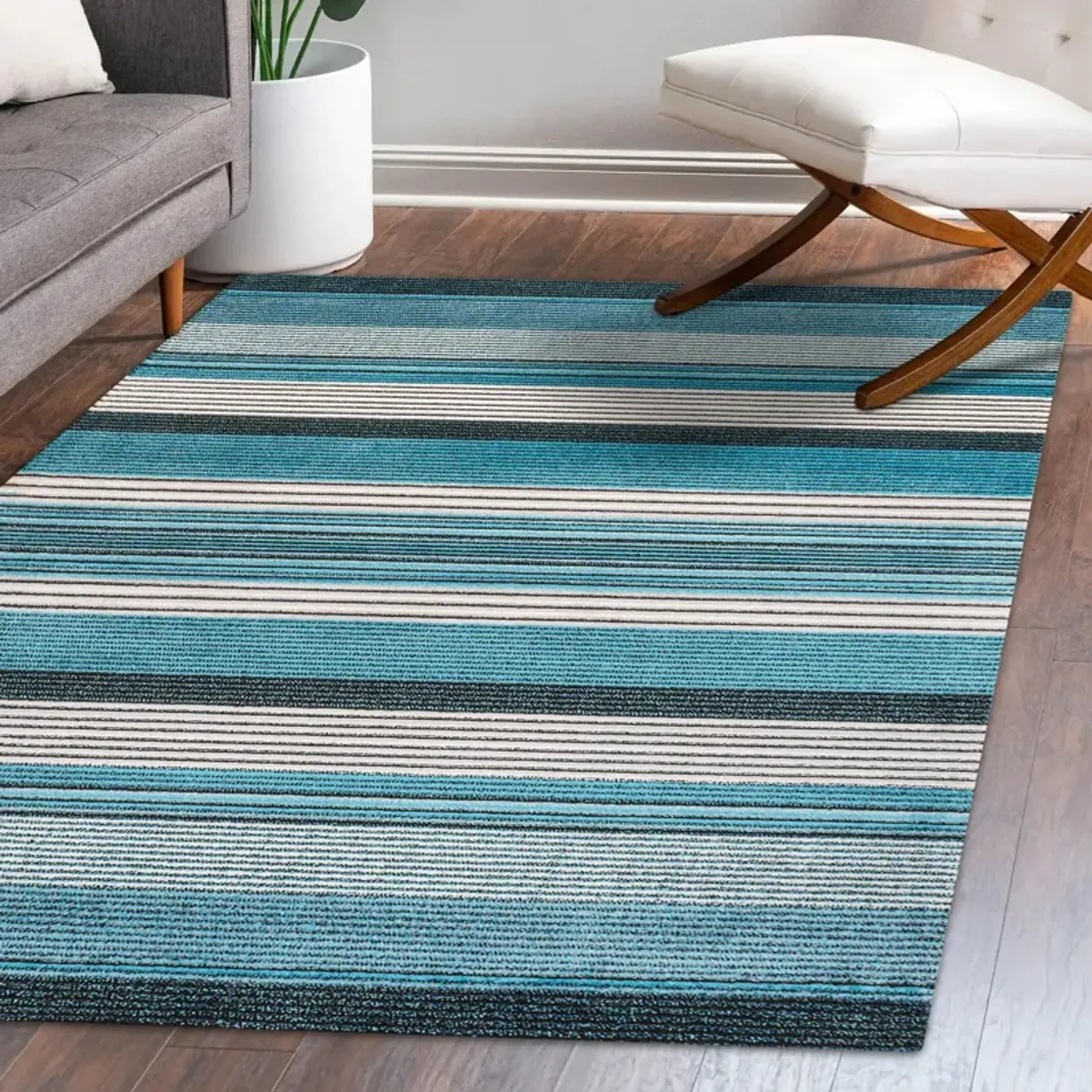 Duxbury Gradient Ticking Striped Area Rug