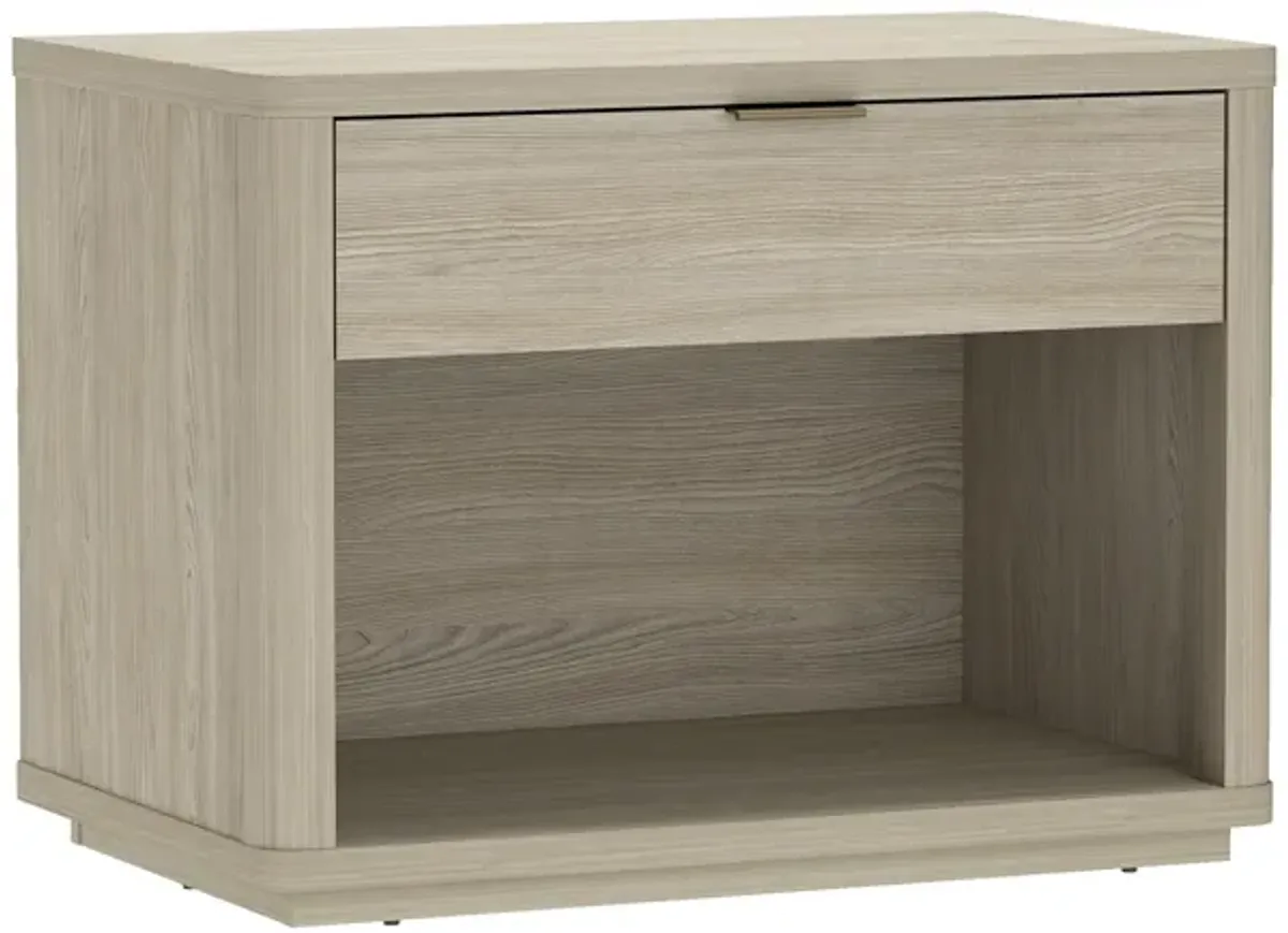 Evelyn Wide 1-Drawer Nightstand in Gray