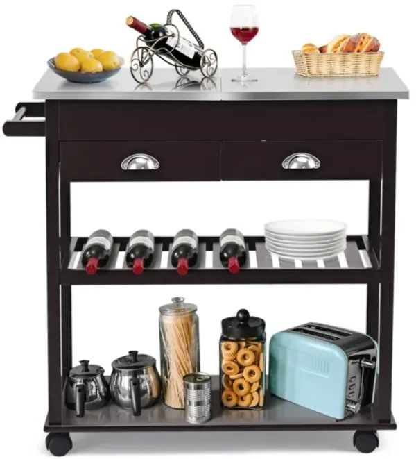 Rolling Kitchen Island Trolley Cart with Drawers