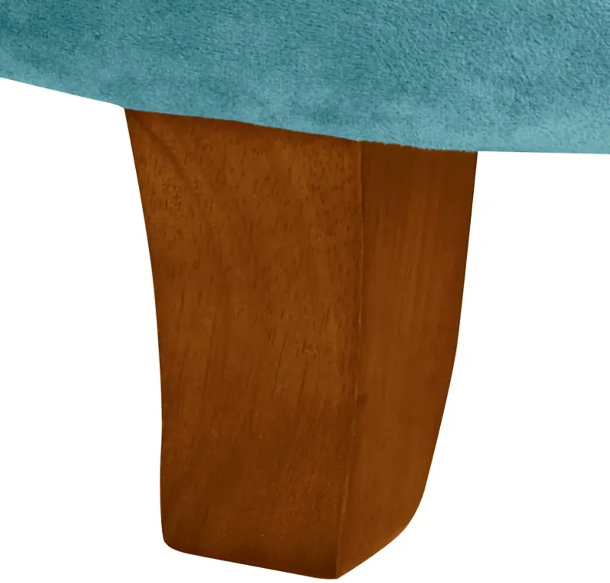 Button Tufted Velvet Upholstered Wooden Ottoman with Hidden Storage, Blue and Brown - Benzara