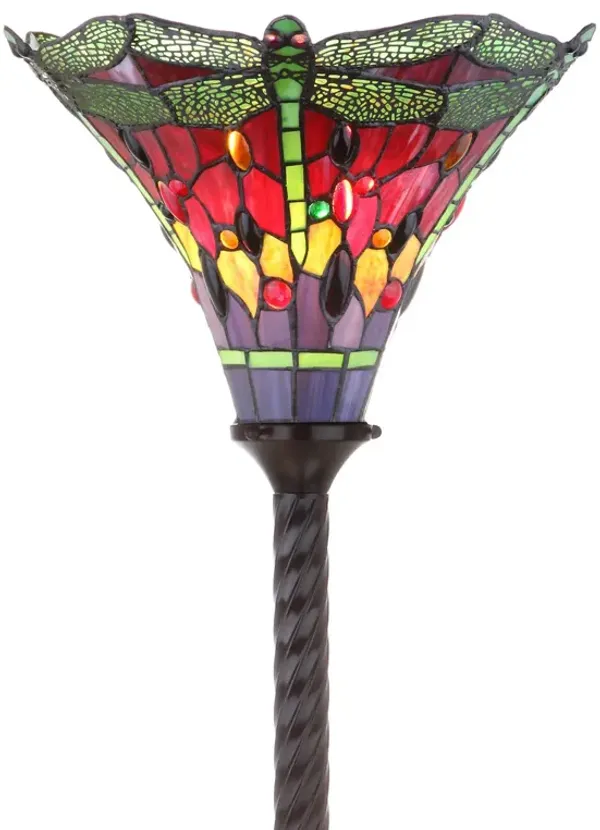 Dragonfly Tiffany Style Torchiere LED Floor Lamp
