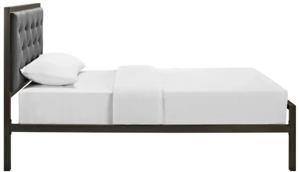 Mia Twin Fabric Bed - Brown Gray