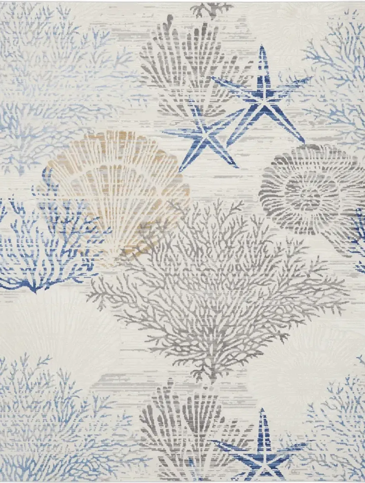 Seaside SDS04 Ivory/Gray/Blue 7'10" x Round Rug