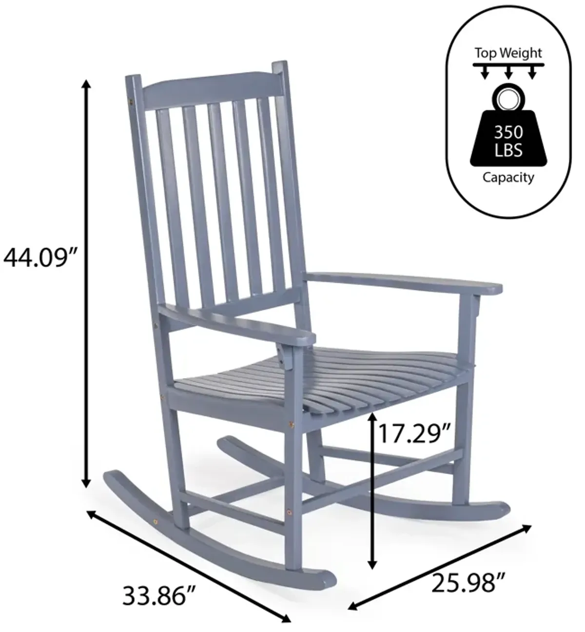 Seagrove Farmhouse Classic Slat-Back Acacia Wood Outdoor Rocking Chair