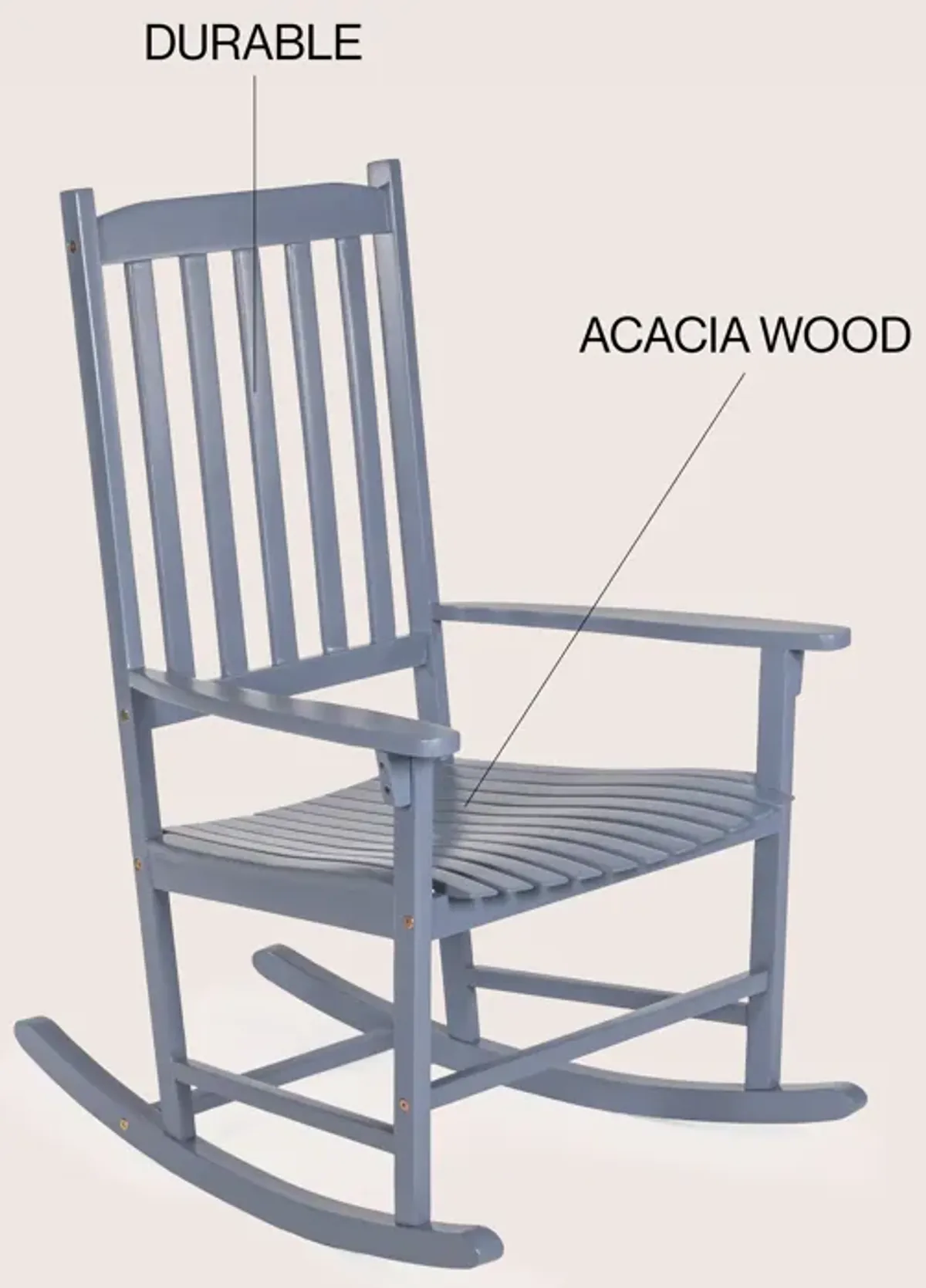 Seagrove Farmhouse Classic Slat-Back Acacia Wood Outdoor Rocking Chair