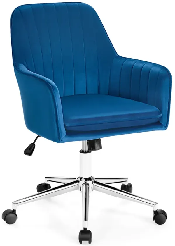 Costway Velvet Accent Office Armchair Adjustable Swivel Removable Cushion Grey