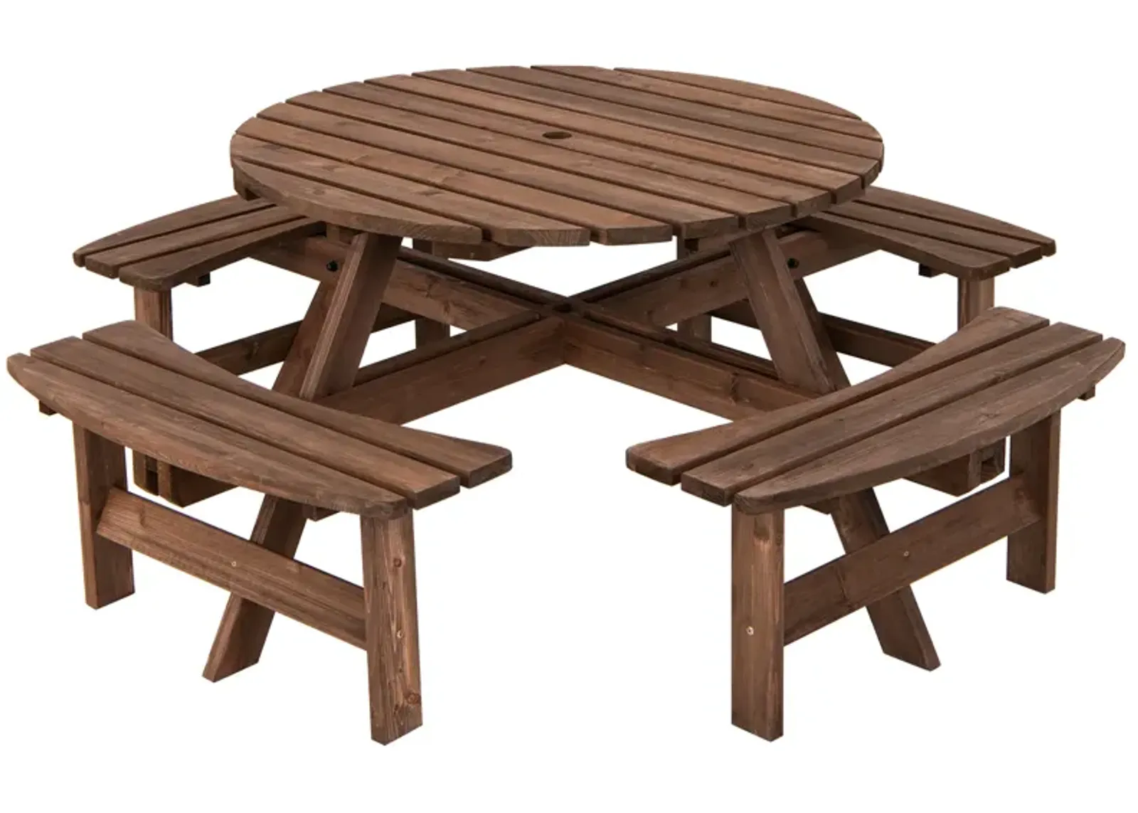 Patio 8 Seat Wood Picnic Dining Seat Bench Set