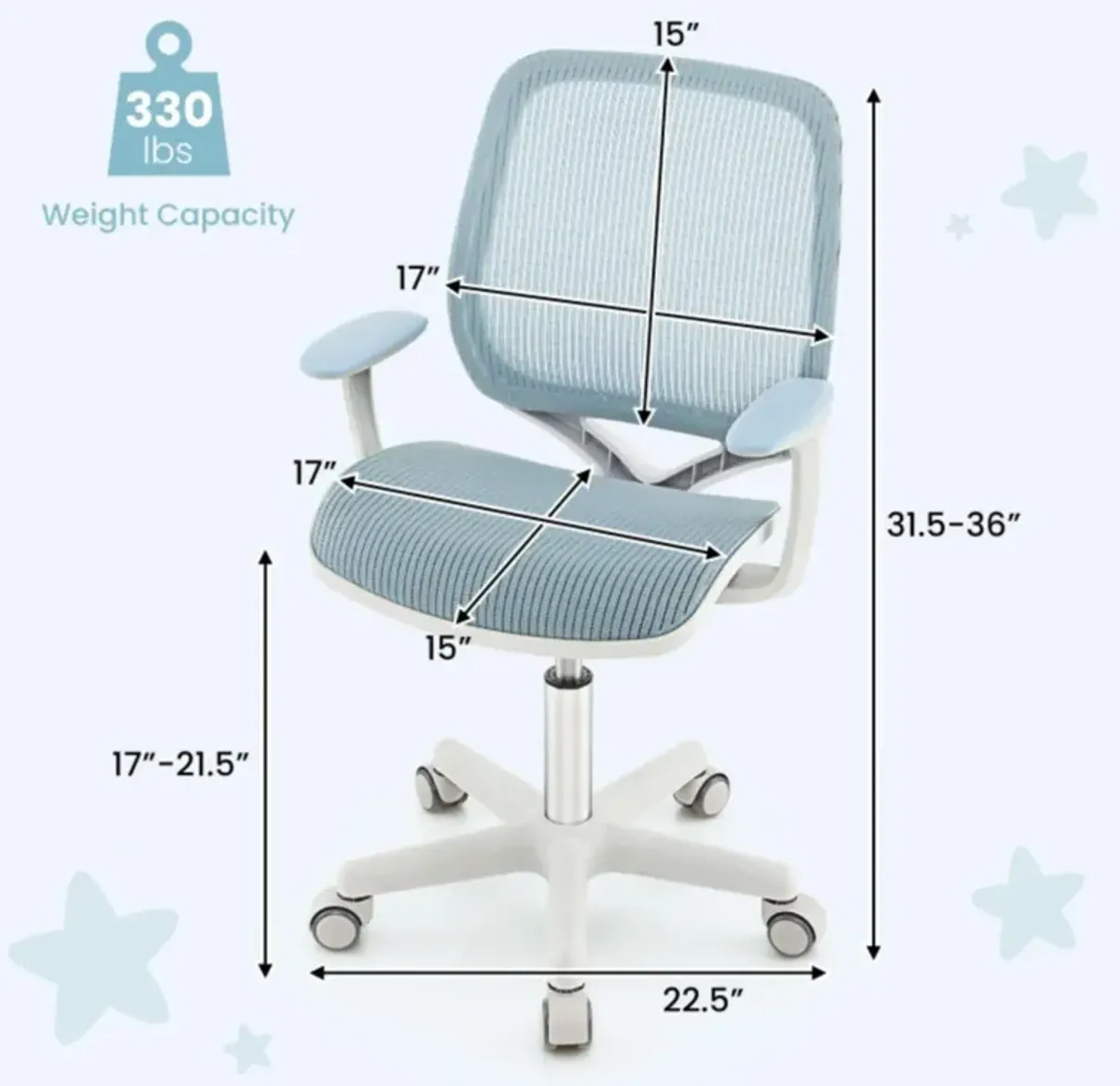 Hivvago Swivel Mesh Children Computer Chair with Adjustable Height