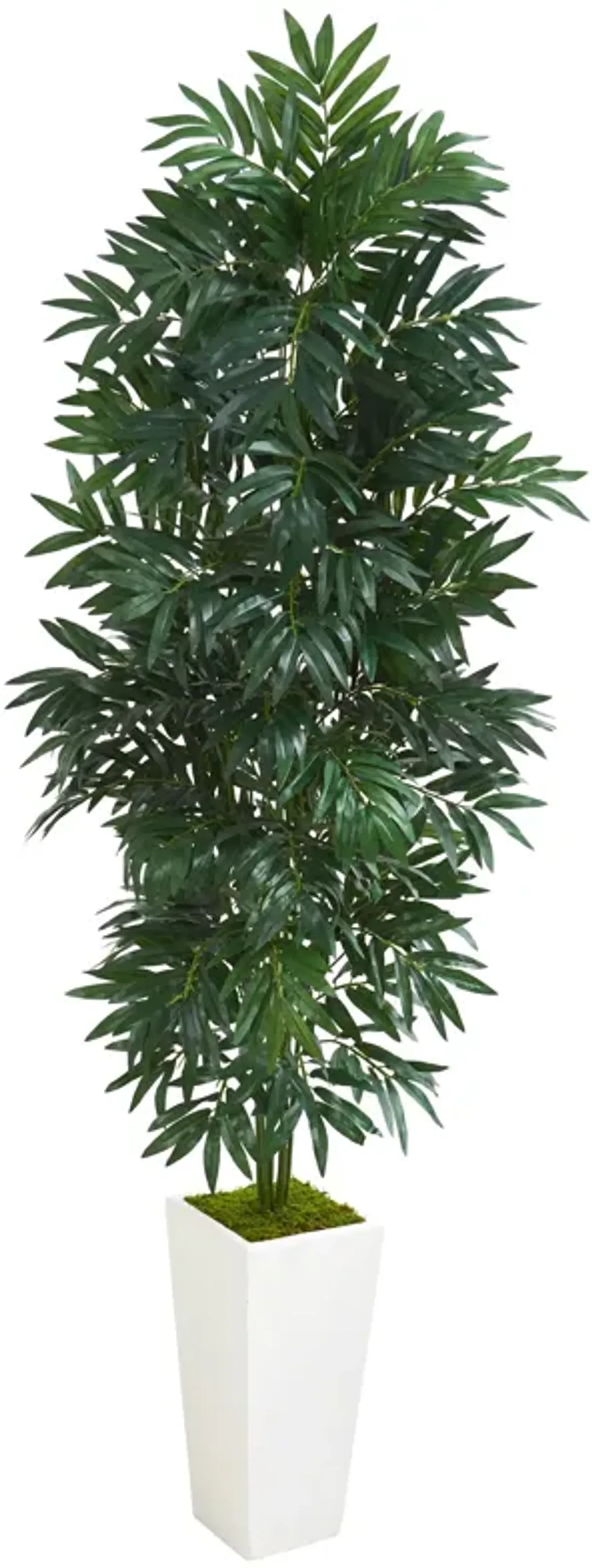 Hivvago 5' Bamboo Palm Artificial Plant in White Planter