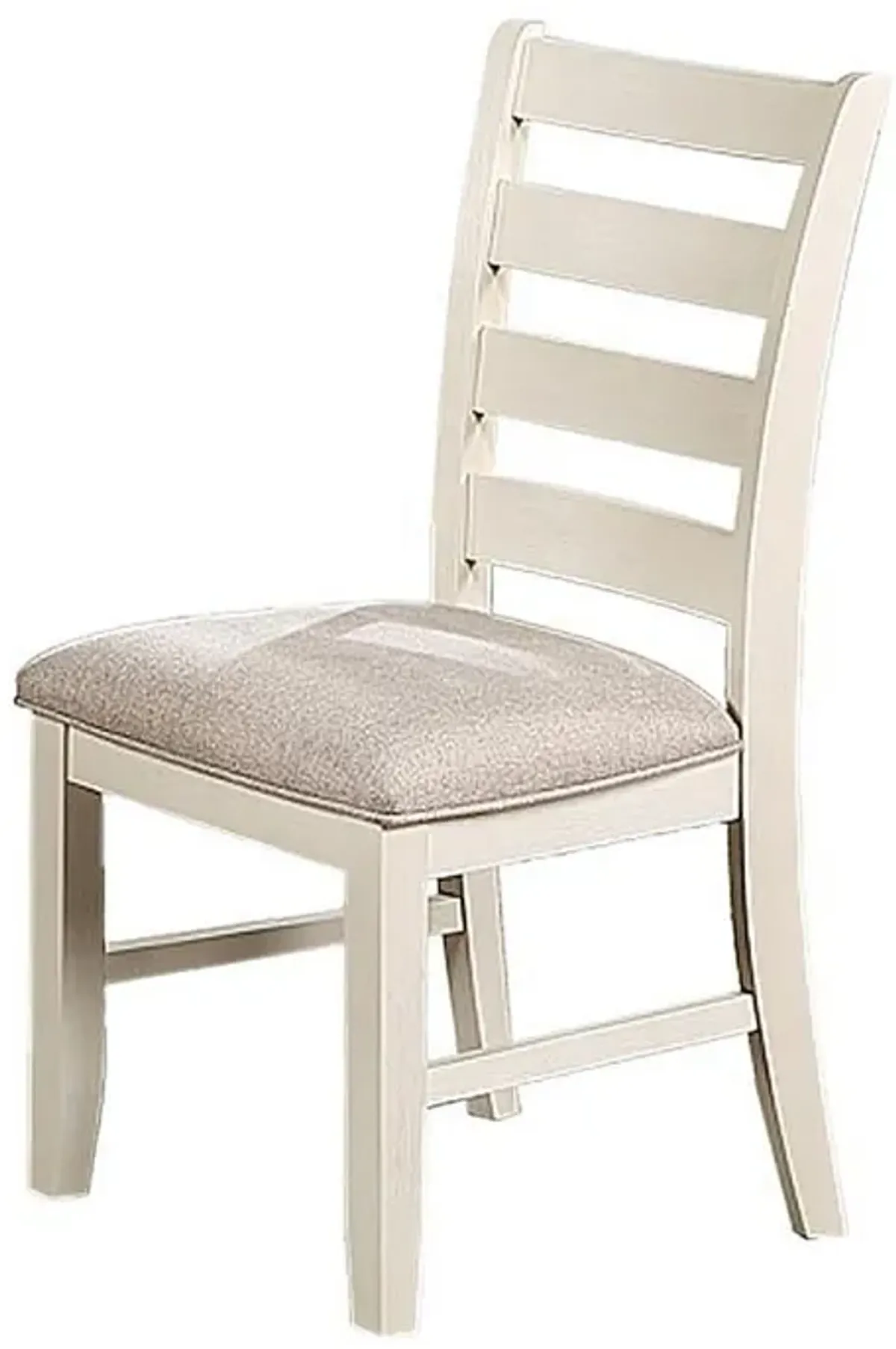 Sam 22 Inch Dining Chair, Ladder Curved Backrest, Padded Seat, White Wood - Benzara