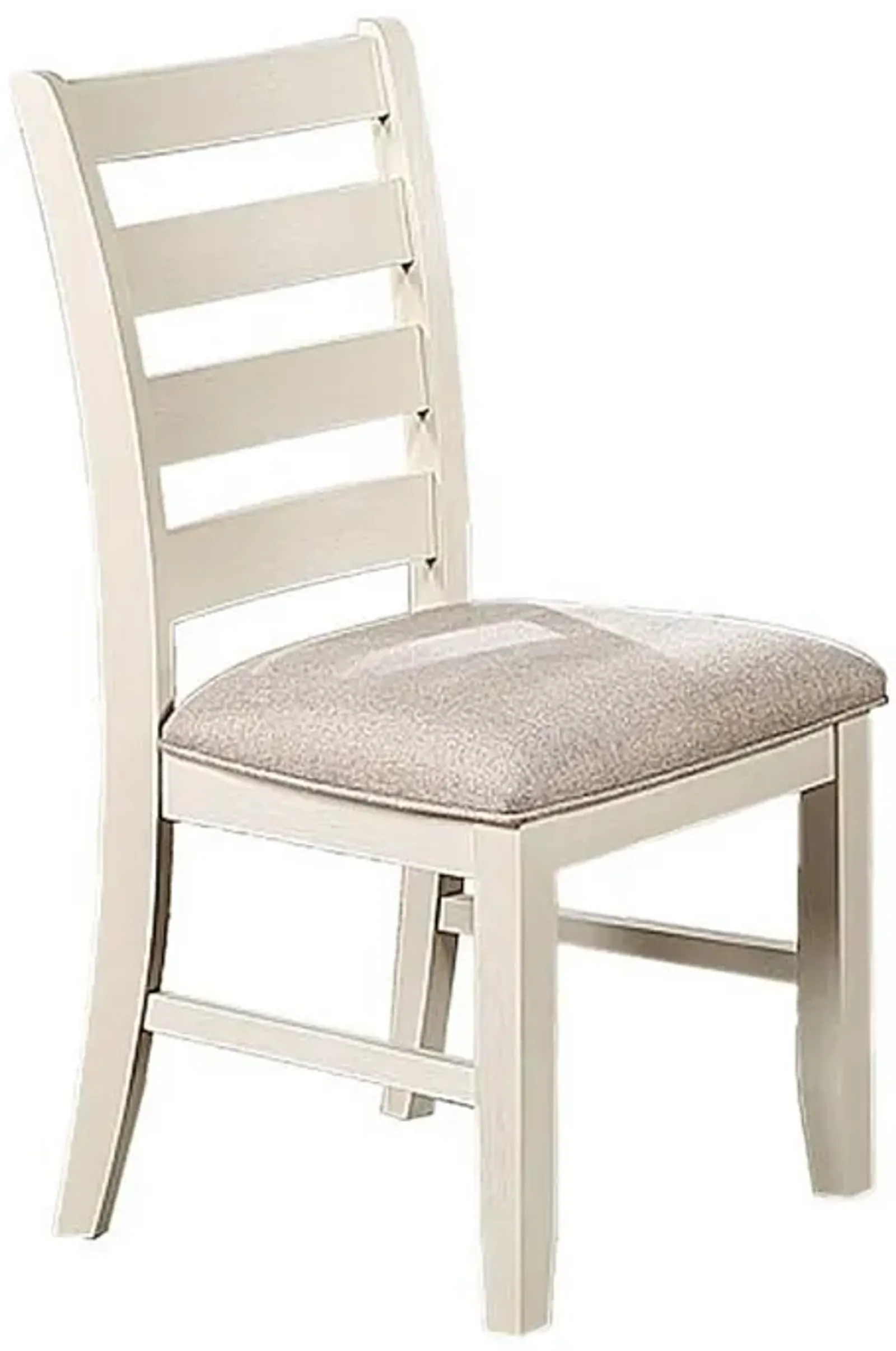 Sam 22 Inch Dining Chair, Ladder Curved Backrest, Padded Seat, White Wood - Benzara