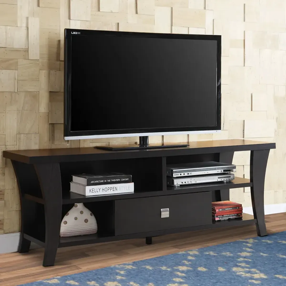 Attractive Transitional Style TV Console, Brown-Benzara