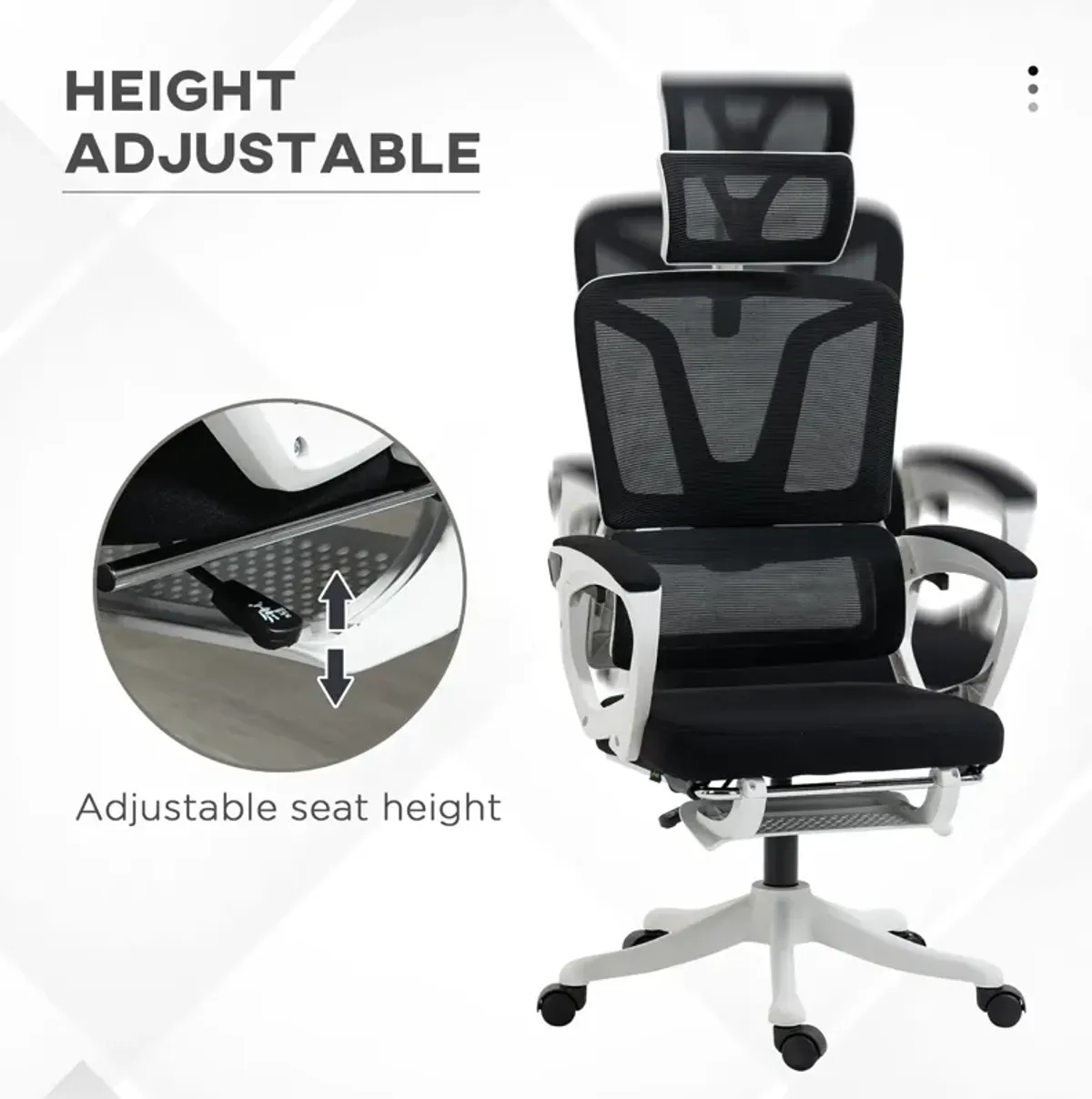 Black High Back Desk Chair: Adjustable, Lumbar Support, Footrest