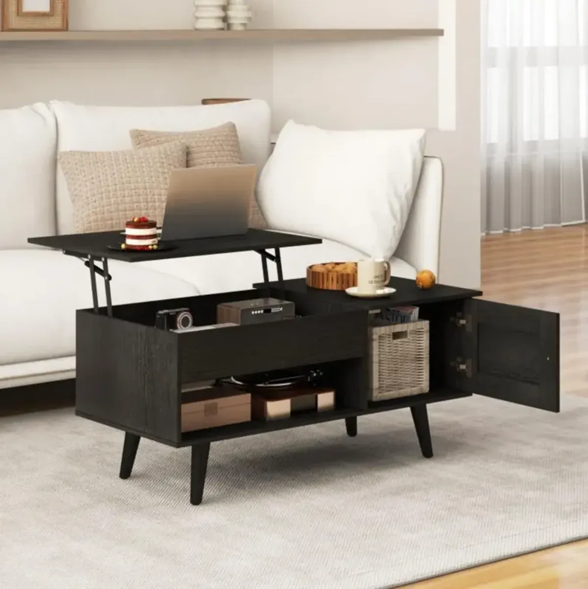 Hivvago Lift Top Coffee Table with Storage and Hidden Compartment