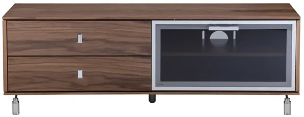 Ida 60 Inch TV Entertainment Console, Drawers, Pull Down Door, Walnut Brown - Benzara