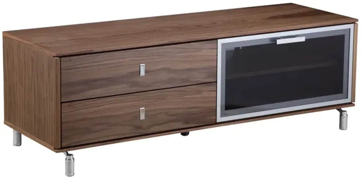 Ida 60 Inch TV Entertainment Console, Drawers, Pull Down Door, Walnut Brown - Benzara