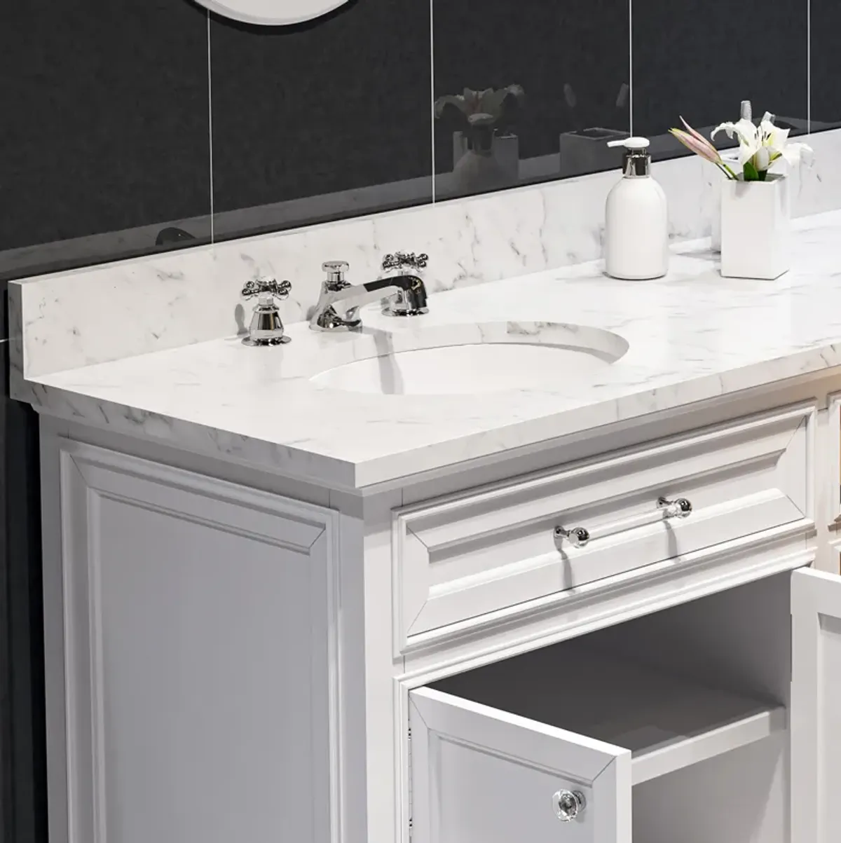 72 Inch Pure White Double Sink Bathroom Vanity From The Derby Collection