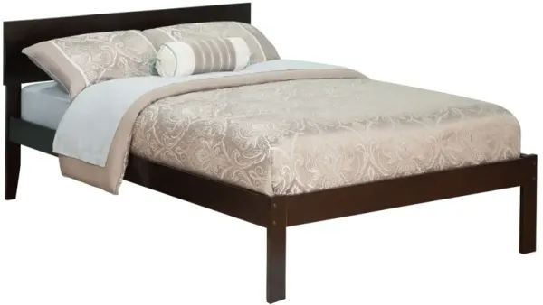 Wood Finish Platform Bed with Headboard for Bedroom Furniture