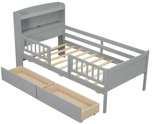 Merax Platform Bed with LED Light and 2 Drawers