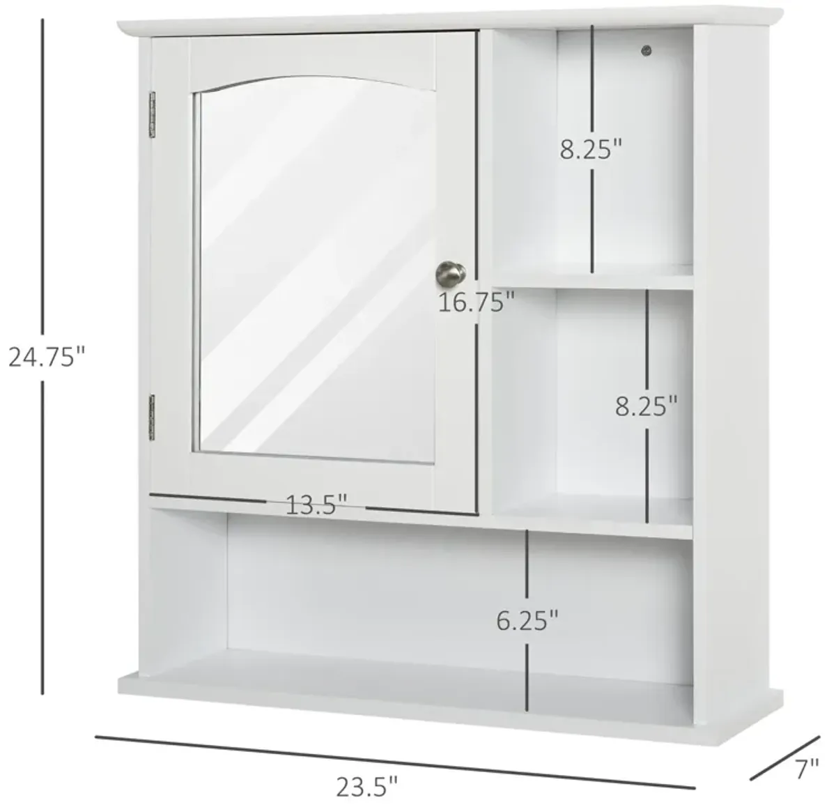 White Wall Organizer: Wood Medicine Cabinet with Mirror and Shelf