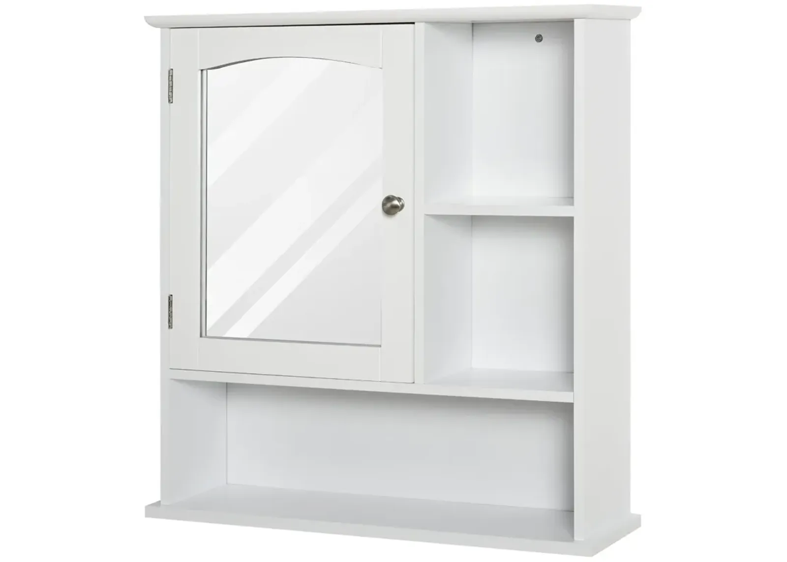 White Wall Organizer: Wood Medicine Cabinet with Mirror and Shelf